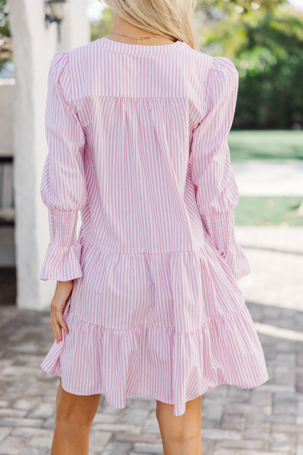 pink and grey striped dress In Your Happy Place Striped Pink Striped Dress, X-Large - The Mint Julep Boutique