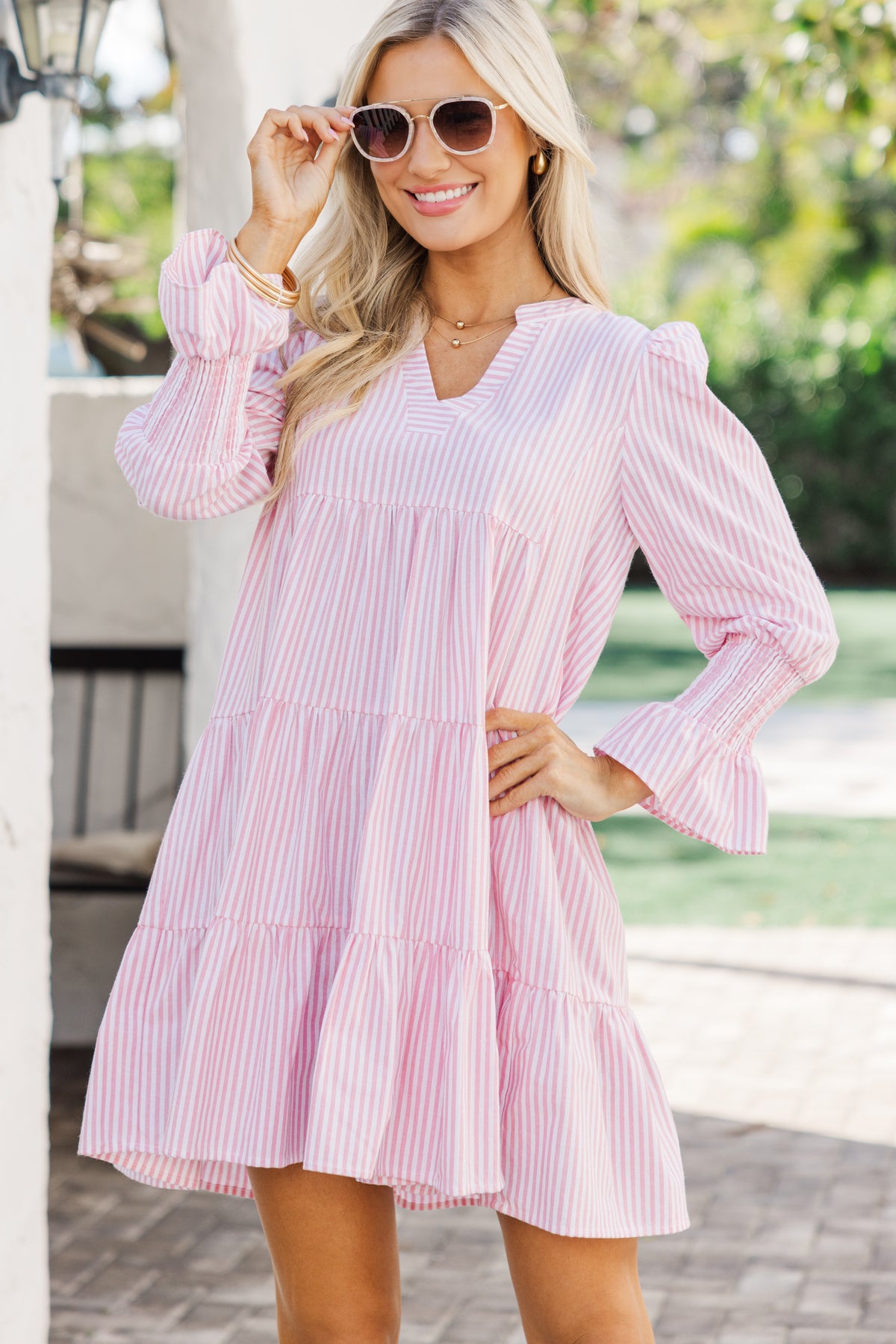 Idylle Pink Stripe Dress main image 1