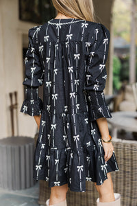 In Your Happy Place Black Bow Print Dress