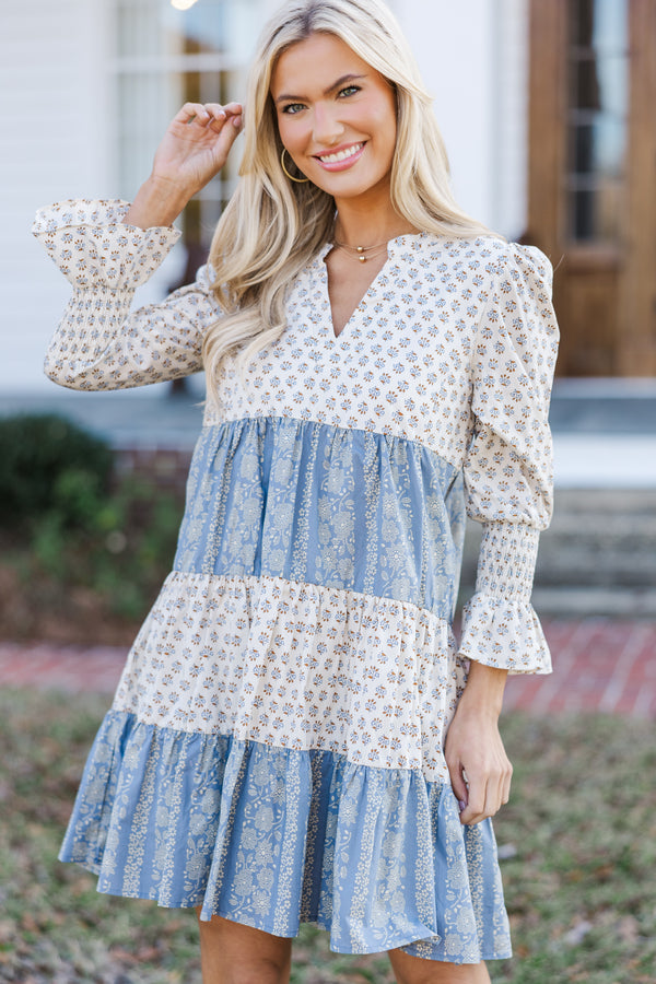 In Your Happy Place Brown Mixed Print Dress