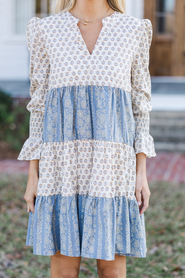 In Your Happy Place Brown Mixed Print Dress