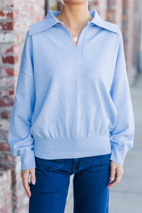 It's All For You Light Blue Collared Sweater