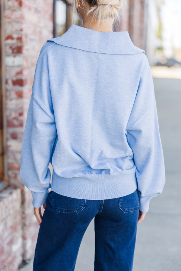 It's All For You Light Blue Collared Sweater