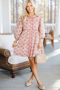 On Your Way Magenta Medallion Babydoll Dress