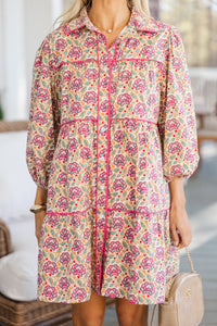 On Your Way Magenta Medallion Babydoll Dress