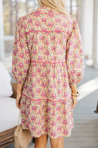 On Your Way Magenta Medallion Babydoll Dress