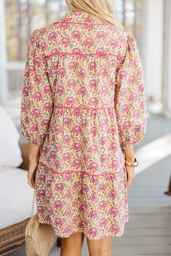 On Your Way Magenta Medallion Babydoll Dress