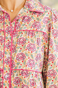 On Your Way Magenta Medallion Babydoll Dress