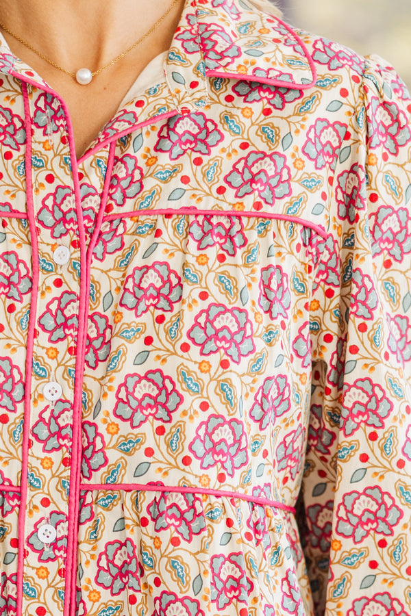 On Your Way Magenta Medallion Babydoll Dress