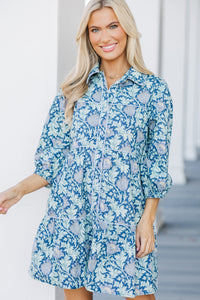 On Your Way Navy Blue Floral Babydoll Dress