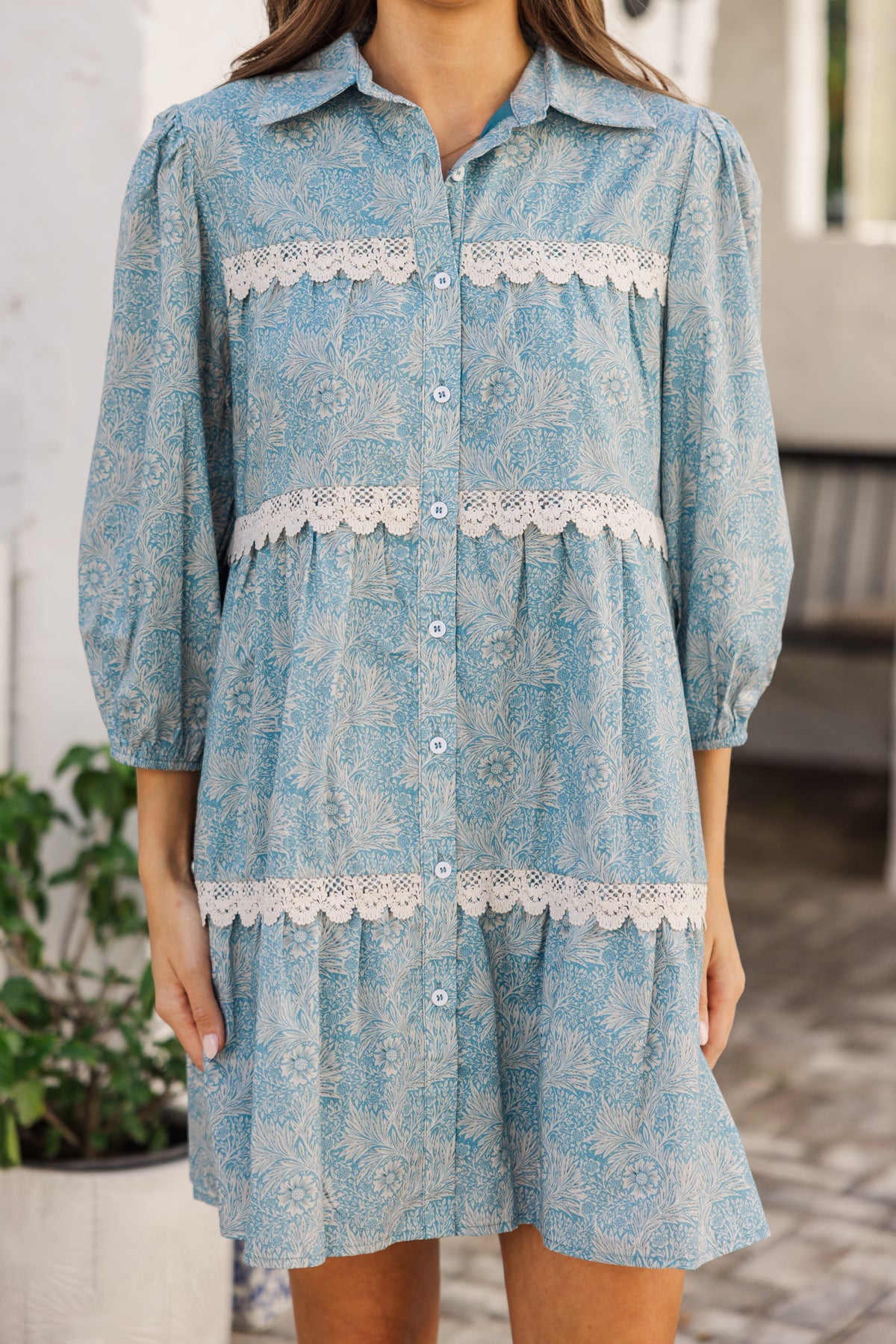 Get Your Wish Blue Floral Babydoll Dress – Shop the Mint