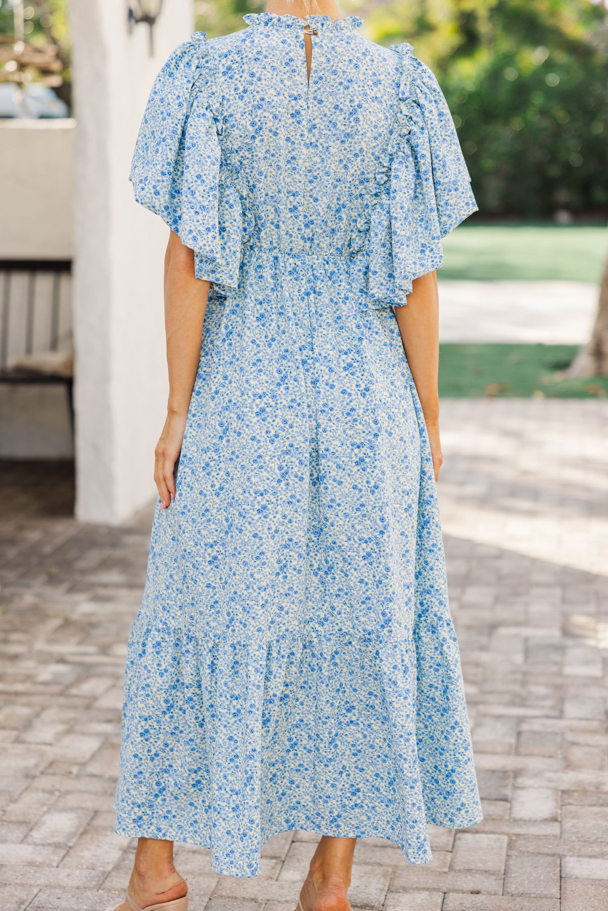 spell ditsy midi dress Say You Love It Blue Ditsy Floral Midi Dress – Shop the Mint
