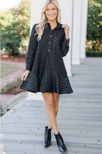 Share Your Story Black Textured Shirt Dress