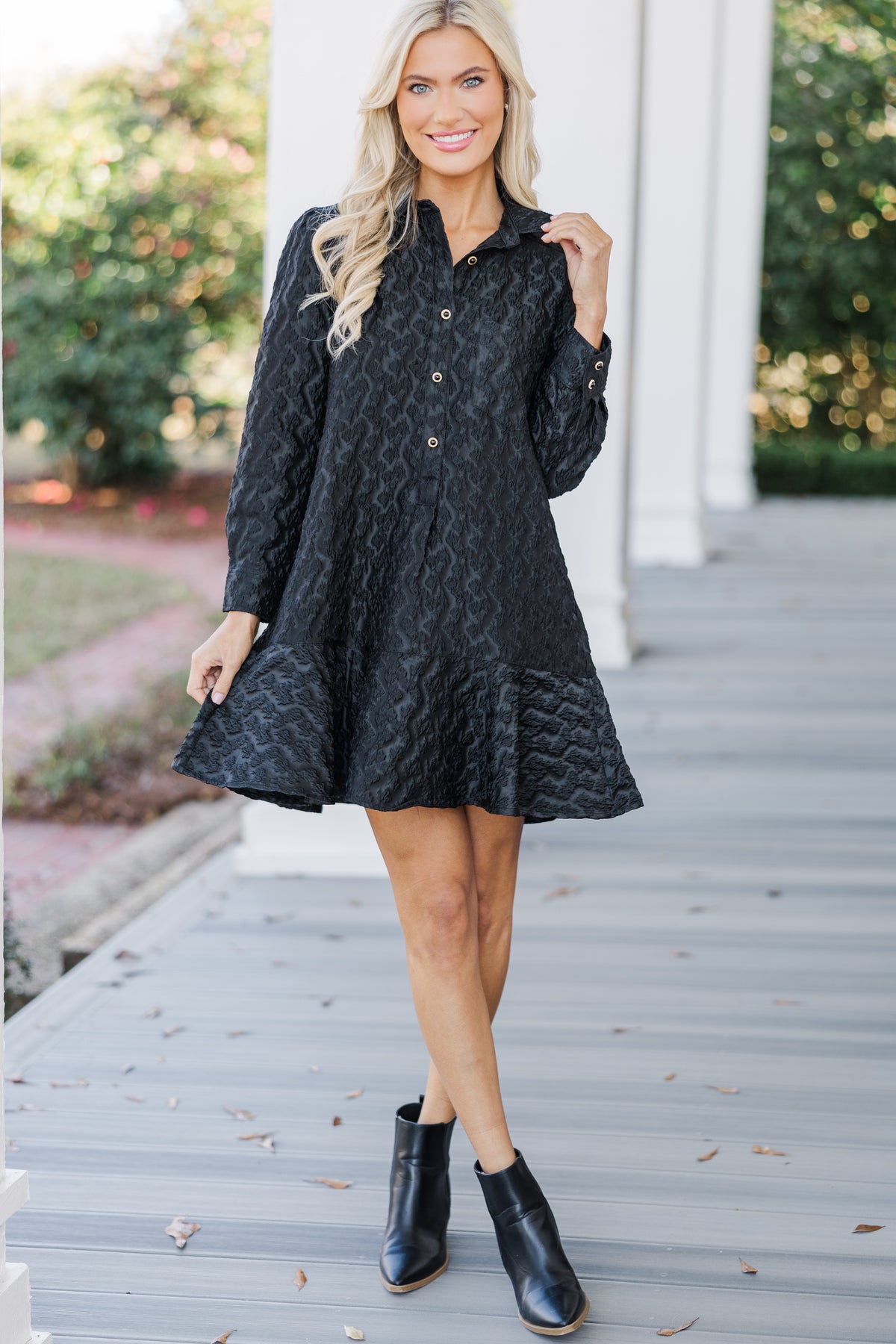 Share Your Story Black Textured Shirt Dress – Shop the Mint