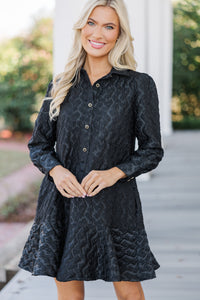 Share Your Story Black Textured Shirt Dress