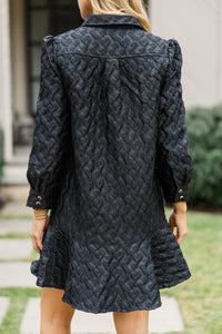 Share Your Story Black Textured Shirt Dress