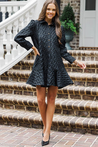 Share Your Story Black Textured Shirt Dress
