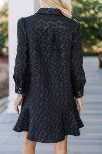 Share Your Story Black Textured Shirt Dress