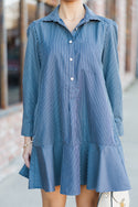 Navy Striped Shirt Dress