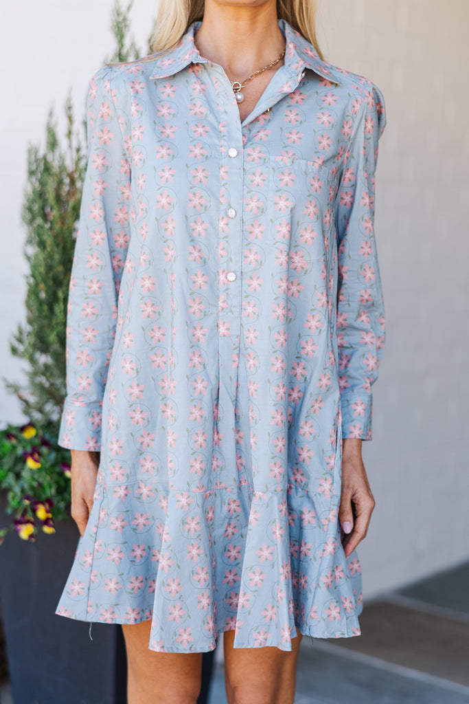 Light blue fusion layered design shirt dress skirt main image 1