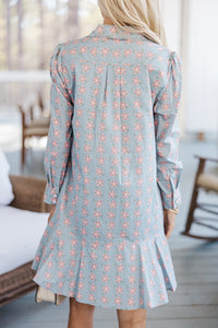 Share Your Story Light Blue Floral Shirt Dress