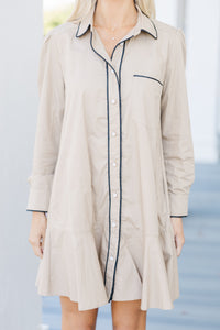 All Your Own Taupe Shirt Dress