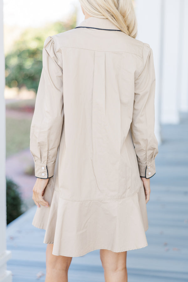 All Your Own Taupe Shirt Dress