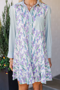 All Your Own Green Mixed Floral Shirt Dress