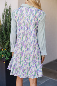 All Your Own Green Mixed Floral Shirt Dress