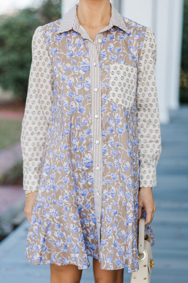 All Your Own Brown Floral Shirt Dress