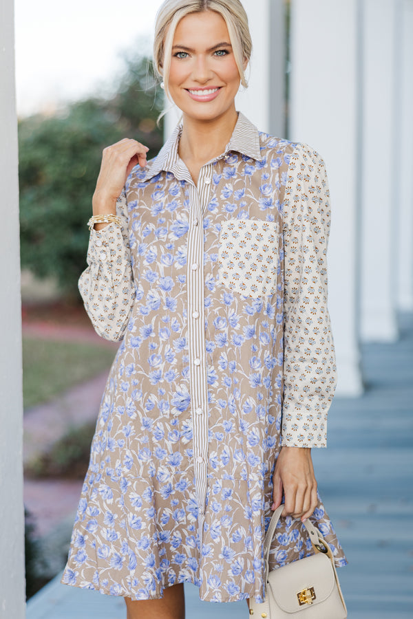 All Your Own Brown Floral Shirt Dress