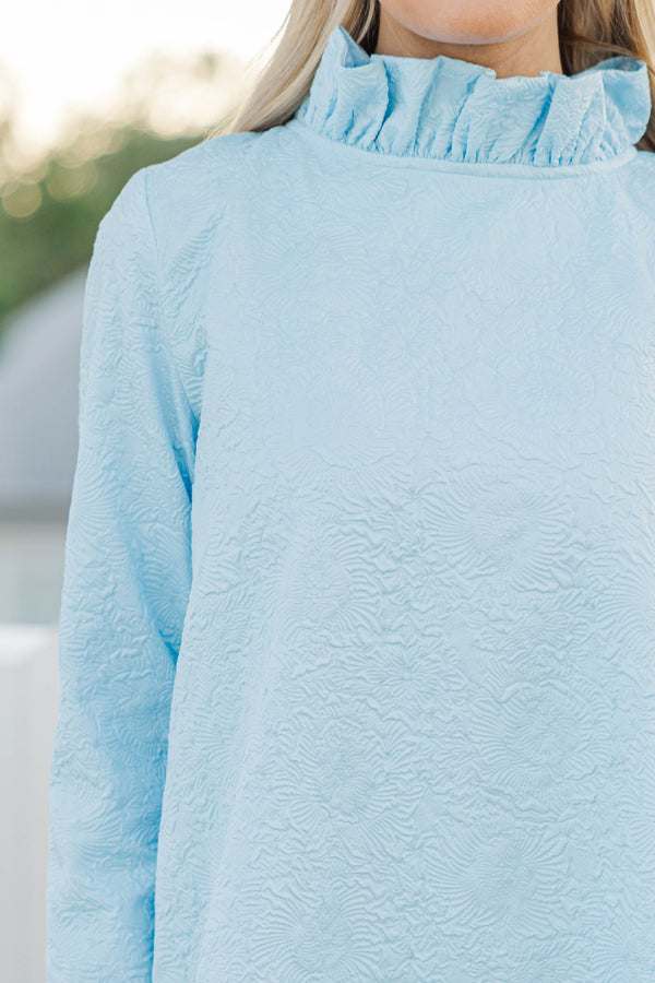 This Is It Light Blue Textured Swing Dress