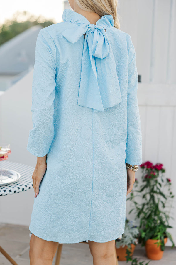 This Is It Light Blue Textured Swing Dress