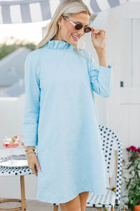 This Is It Light Blue Textured Swing Dress