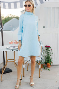 This Is It Light Blue Textured Swing Dress