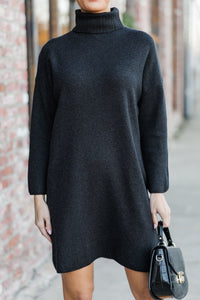 Feeling Fine Black Turtleneck Sweater Dress