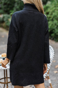 Feeling Fine Black Turtleneck Sweater Dress