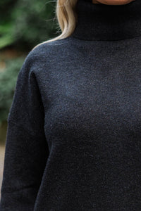 Feeling Fine Black Turtleneck Sweater Dress