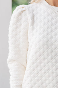 Just To Start Cream Quilted Pullover