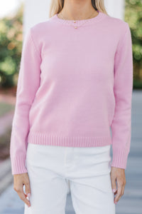 Show You Love Blush Heart Elbow Patch Sweater