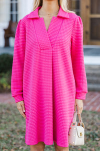 Nice To See You Fuchsia Pink Textured Dress