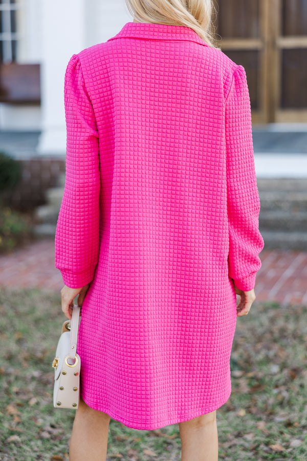 Nice To See You Fuchsia Pink Textured Dress