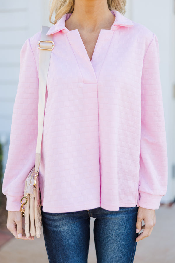 Nice To See You Pink Textured Top