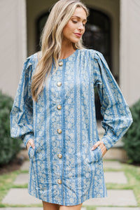 Start Your Day Blue Floral Dress