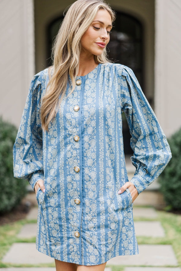Start Your Day Blue Floral Dress