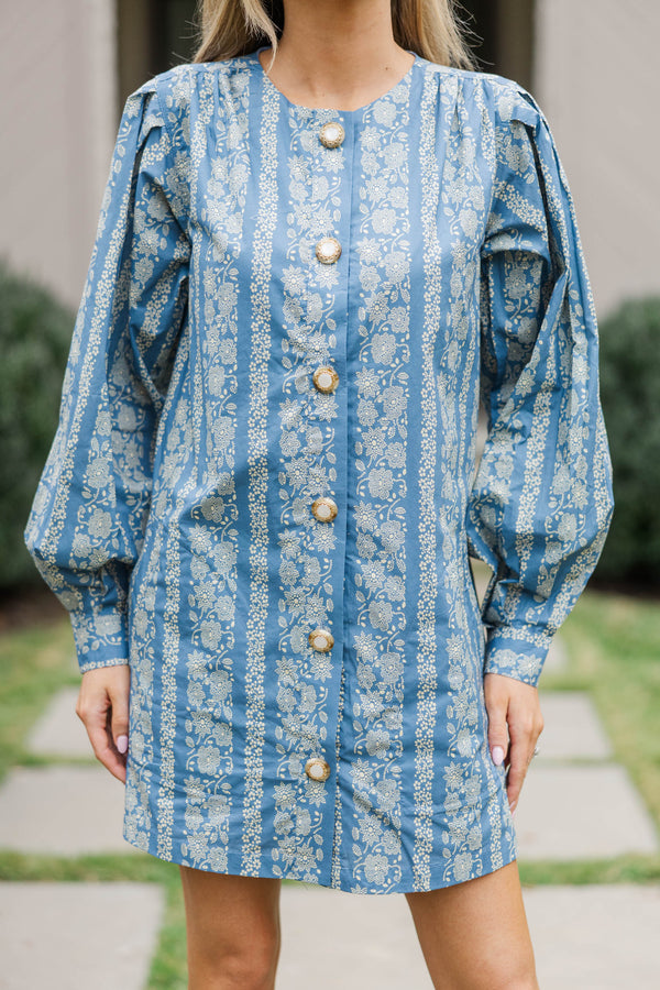 Start Your Day Blue Floral Dress