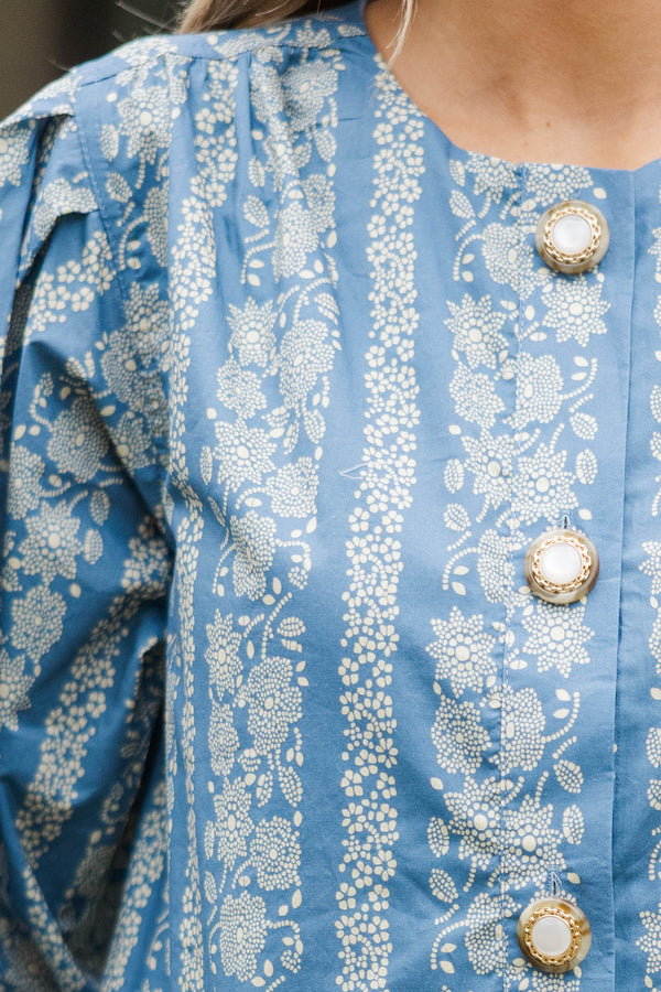 Start Your Day Blue Floral Dress