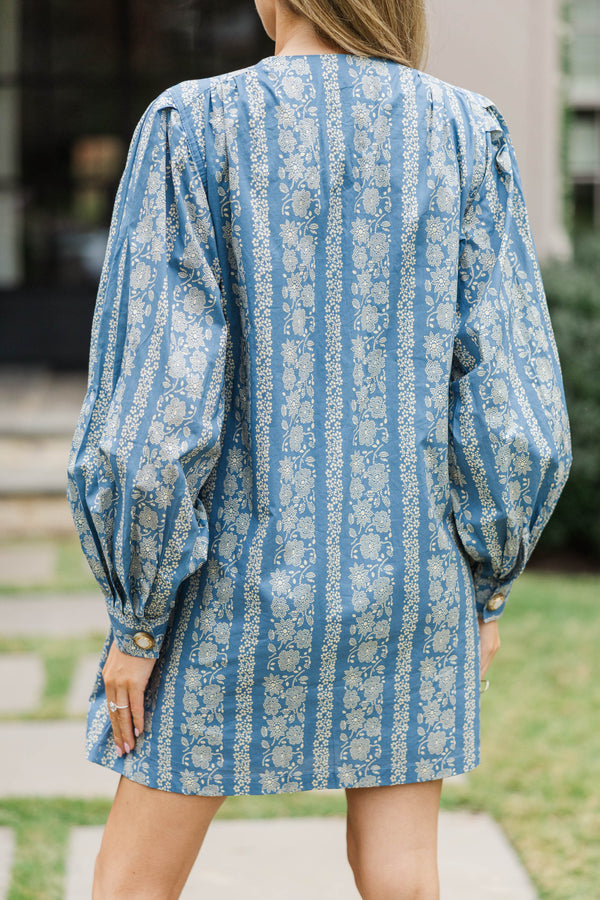 Start Your Day Blue Floral Dress