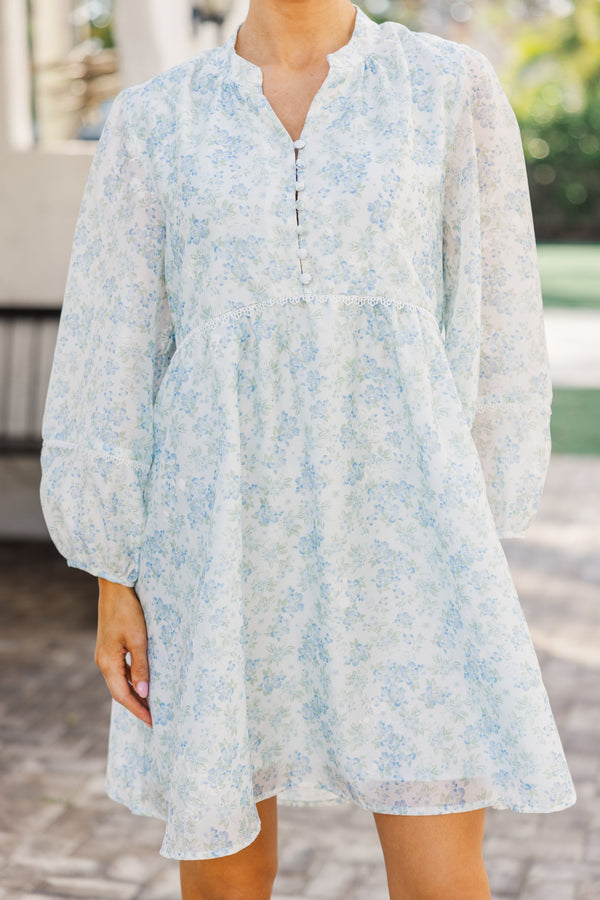 blue and white ditsy floral dress London Times Women's Short Sleeve Square Neck Ditsy Floral Dress