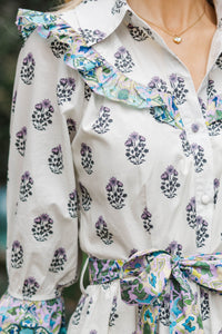 Help You Out Lavender Mixed Print Dress